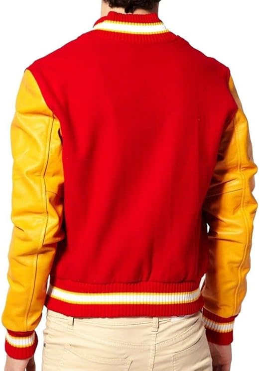 Red & Yellow Varsity Jacket - Letterman Style Inspired by Michael Jackson - Image 4