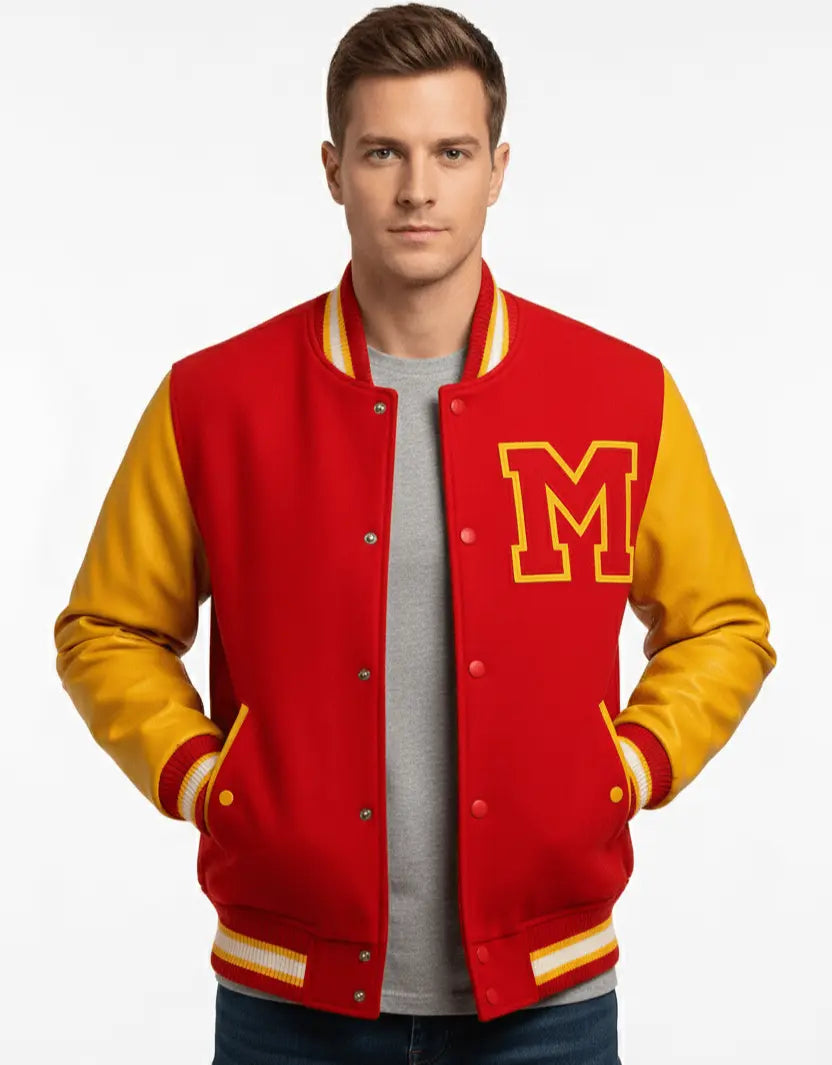 Red & Yellow Varsity Jacket - Letterman Style Inspired by Michael Jackson - Image 2